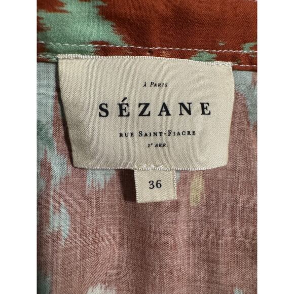 Sézane Pierro Shirt – Antique Flowers – Size 36 (S) Cotton Floral Elevated Basic - Picture 5 of 7